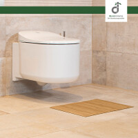 Badteppich Badematte LINES im 3-er Set aus Bambus, rutschfest, Farbe: GOLD